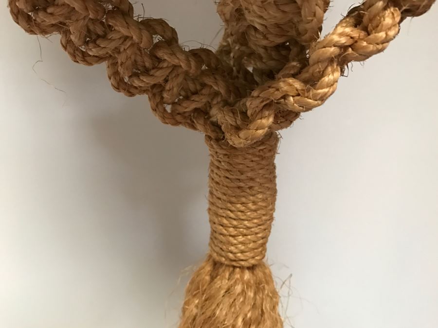 Large Vintage Hand‑Braided Macrame Plant Hanger Two-Tier [Photo 5]