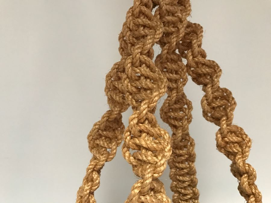 Large Vintage Hand‑Braided Macrame Plant Hanger Two-Tier [Photo 7]