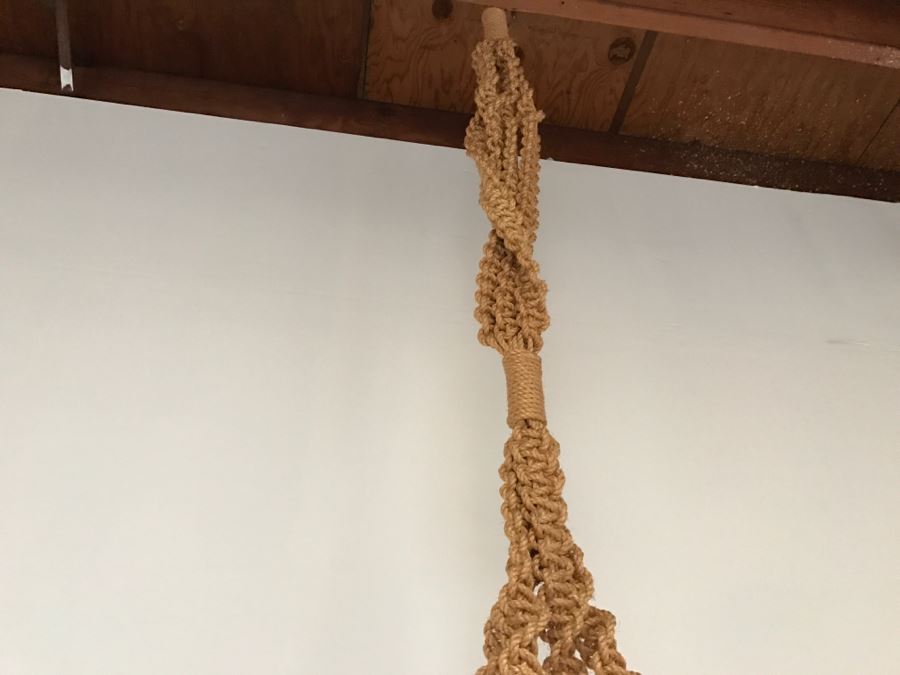 Large Vintage Hand‑Braided Macrame Plant Hanger Two-Tier [Photo 8]