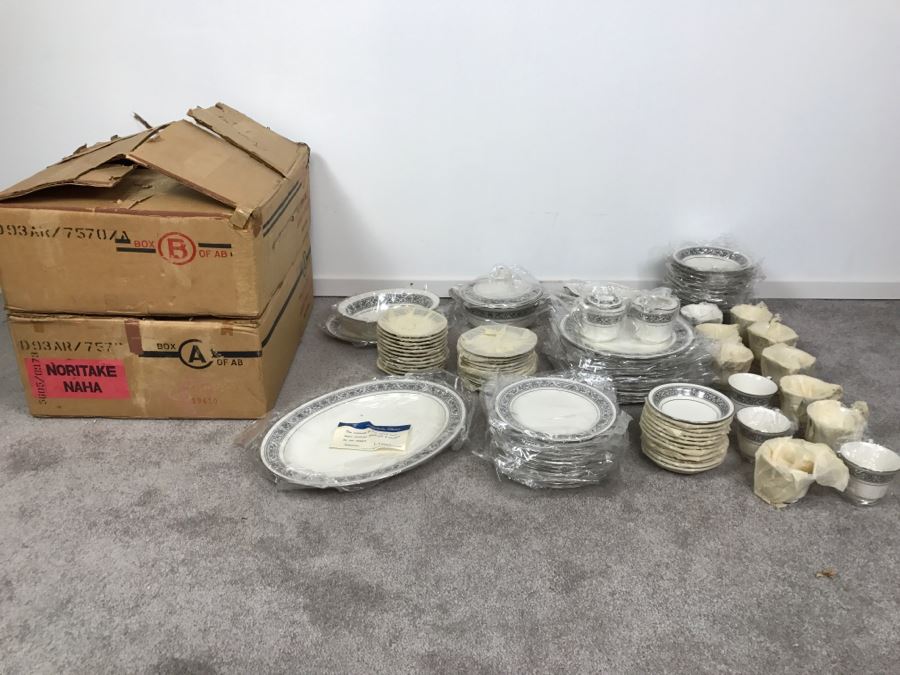 New Old Stock ~93 Piece Set Of Noritake Ivory China Prelude Pattern With Original Boxes [Photo 17]