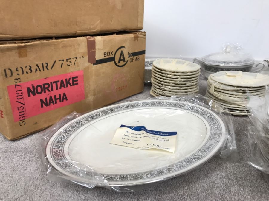 New Old Stock ~93 Piece Set Of Noritake Ivory China Prelude Pattern With Original Boxes [Photo 35]