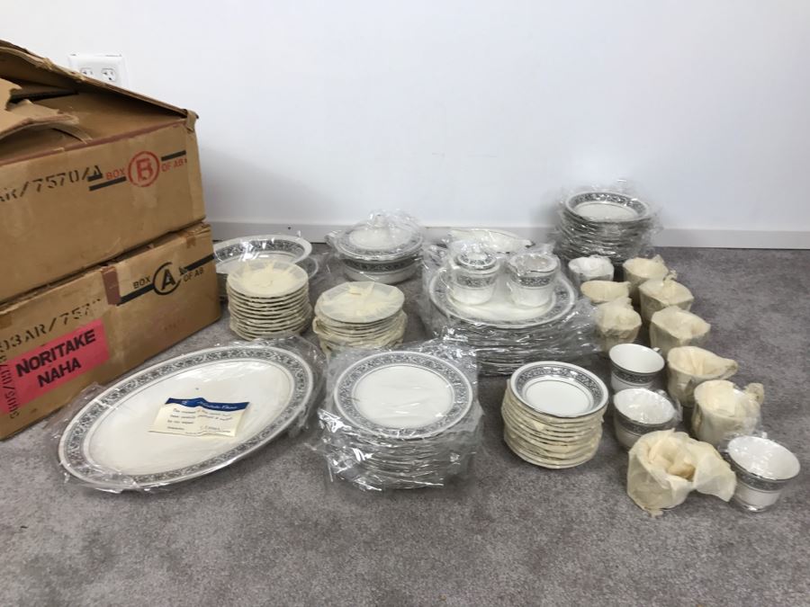 New Old Stock ~93 Piece Set Of Noritake Ivory China Prelude Pattern With Original Boxes [Photo 18]