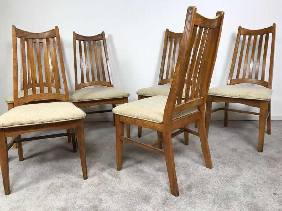 Set Of 6 Mid-Century Wooden Dining Chairs [Photo 5]