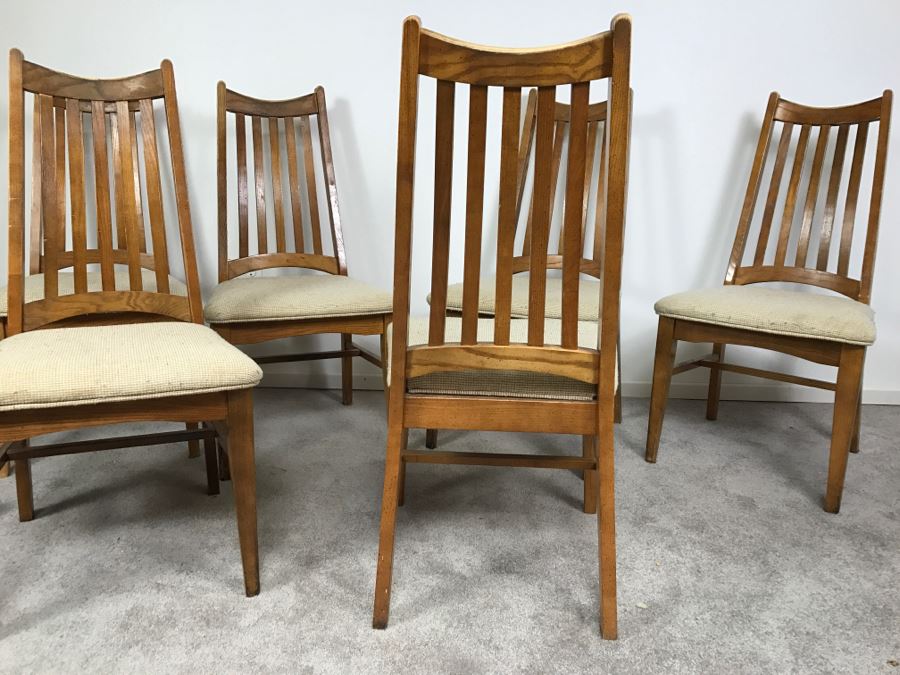 Set Of 6 Mid-Century Wooden Dining Chairs [Photo 6]