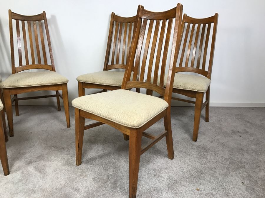 Set Of 6 Mid-Century Wooden Dining Chairs [Photo 4]