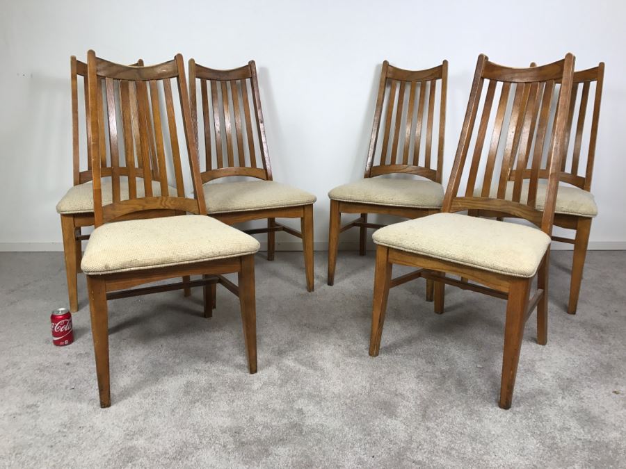 Set Of 6 Mid-Century Wooden Dining Chairs