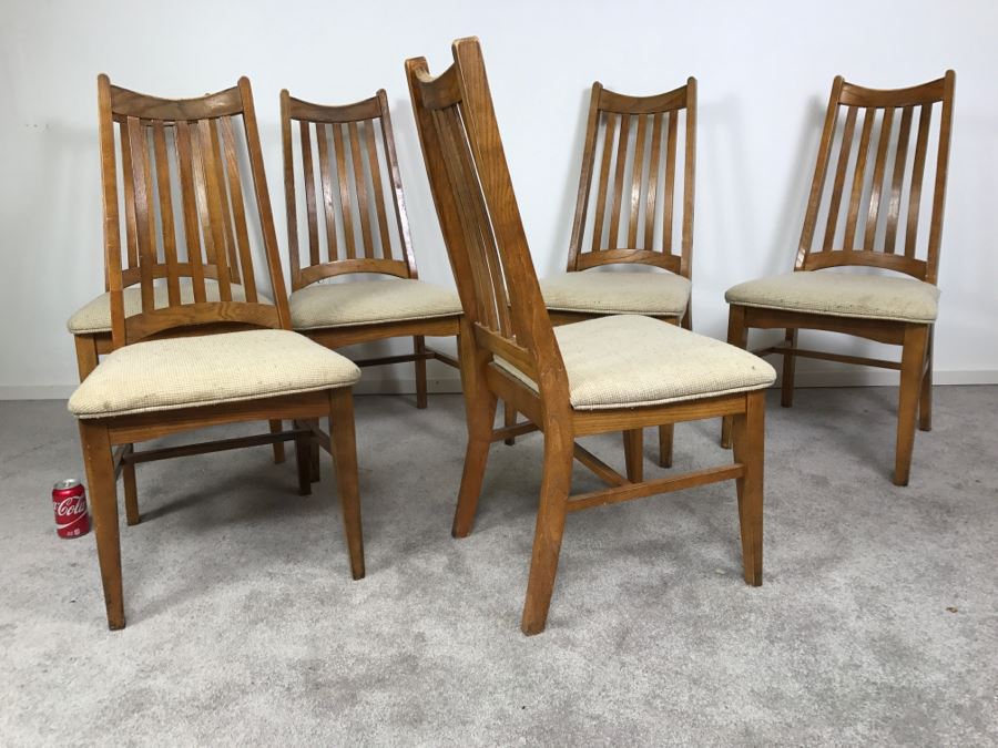 Set Of 6 Mid-Century Wooden Dining Chairs [Photo 8]