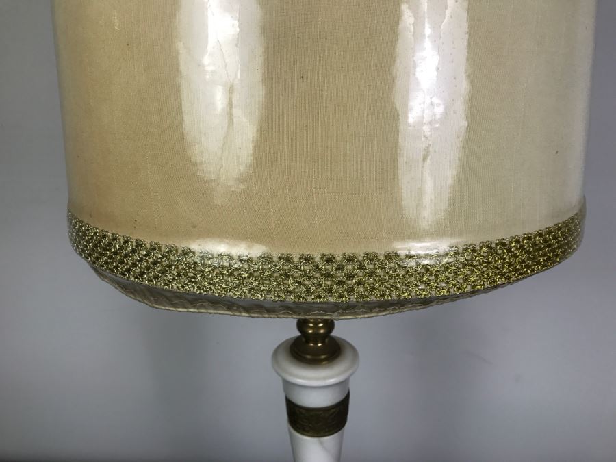 Vintage Marble And Brass Table Lamp With Nice Shade [Photo 8]