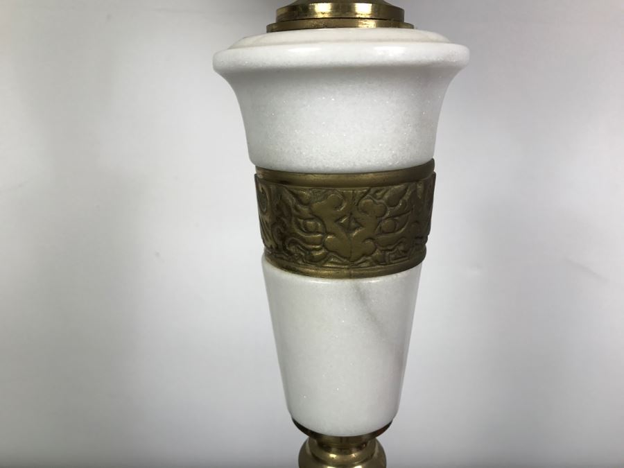 Vintage Marble And Brass Table Lamp With Nice Shade [Photo 4]