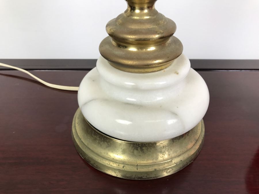 Vintage Marble And Brass Table Lamp With Nice Shade [Photo 3]