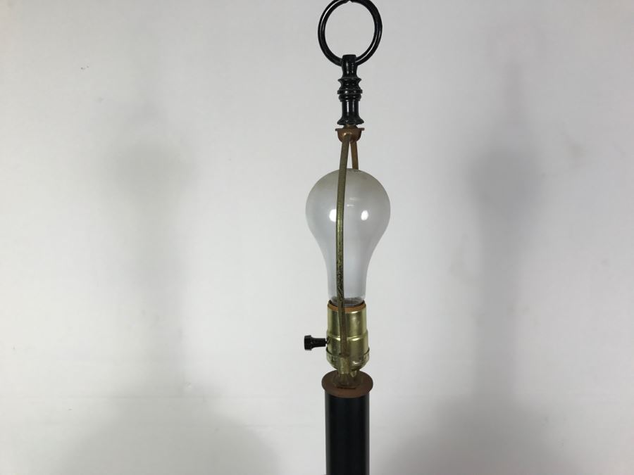 Heavy Vintage Ceramic Lamp On Wooden Base Without Shade [Photo 7]