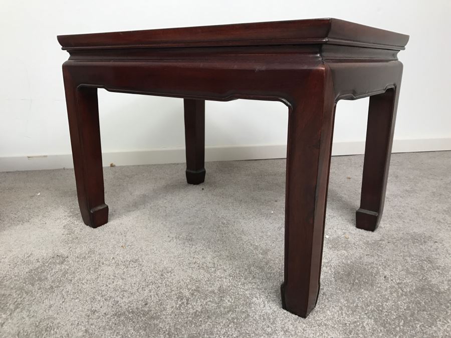 Pair Of Chinese Rosewood End Tables With Protective Glass On Top [Photo 9]