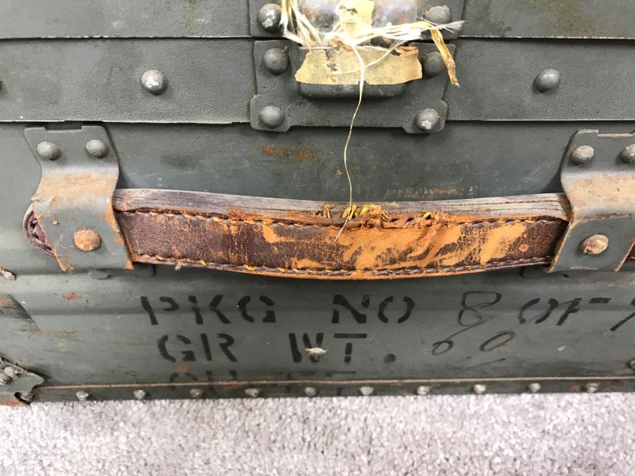 Vintage Green KOWA Industry Japanese Metal Steamer Trunk [Photo 7]