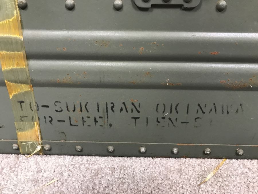 Vintage Green KOWA Industry Japanese Metal Steamer Trunk [Photo 12]