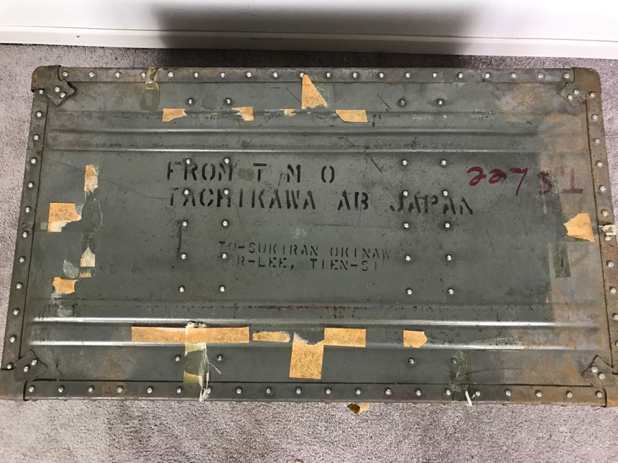 Vintage Green KOWA Industry Japanese Metal Steamer Trunk [Photo 15]