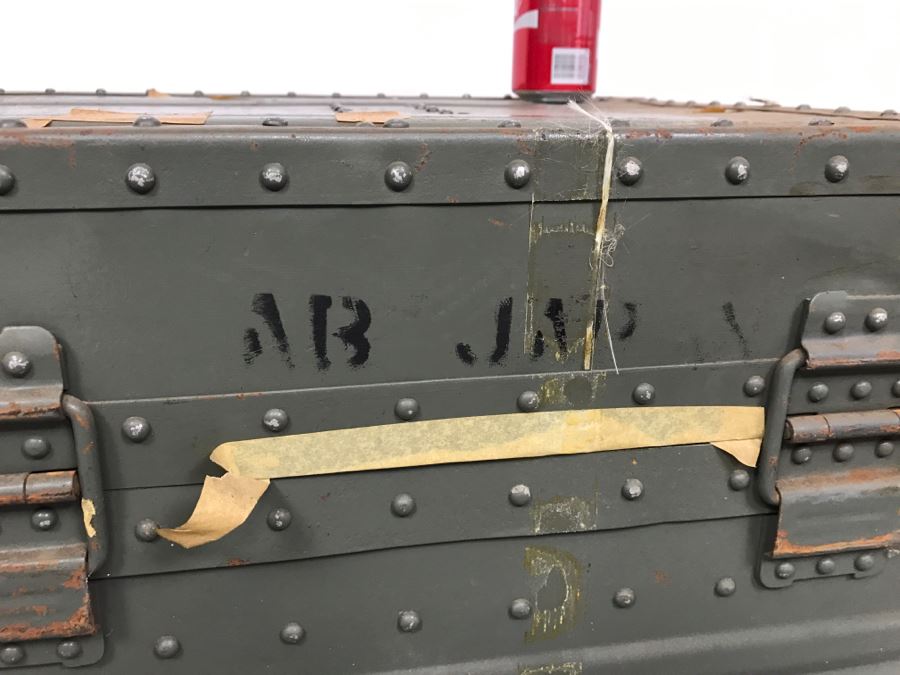 Vintage Green KOWA Industry Japanese Metal Steamer Trunk [Photo 11]