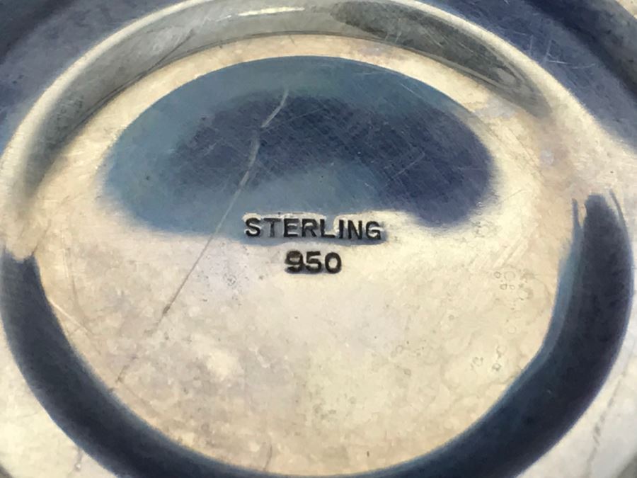 Pair Of Vintage Sterling Silver 950 Signed Japanese Candelabras - 627g Sterling Silver 950 Melt Value $308 - Note That One Candle Holder Needs Repair [Photo 21]