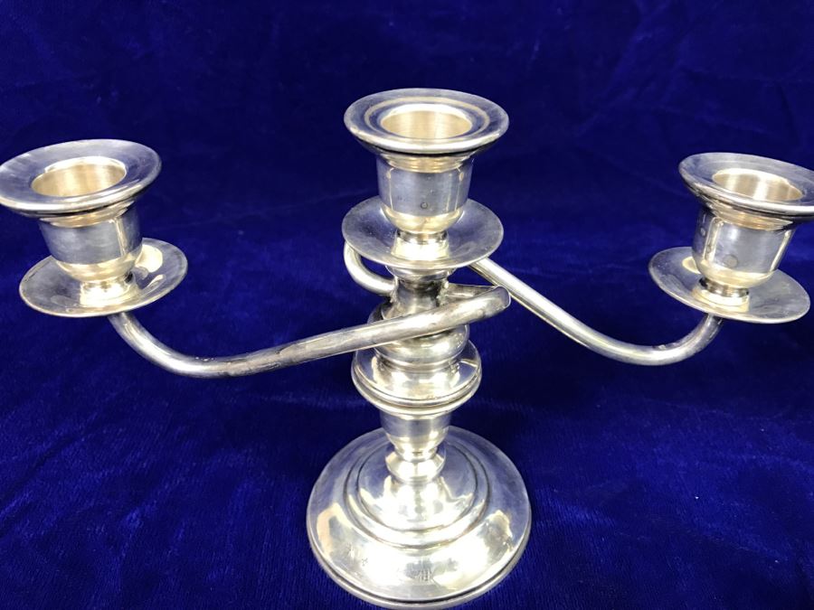 Pair Of Vintage Sterling Silver 950 Signed Japanese Candelabras 627g