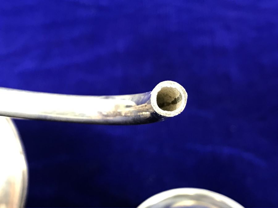 Pair Of Vintage Sterling Silver 950 Signed Japanese Candelabras - 627g Sterling Silver 950 Melt Value $308 - Note That One Candle Holder Needs Repair [Photo 18]