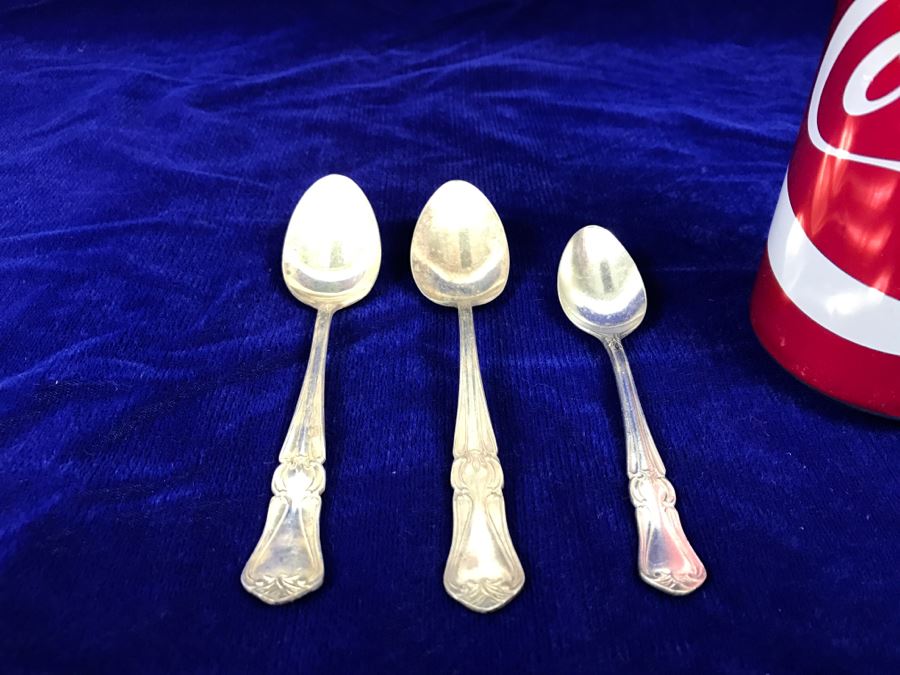 Vintage Set Of 3 T. A. Nickel Silver Spoons 65g [Photo 1]