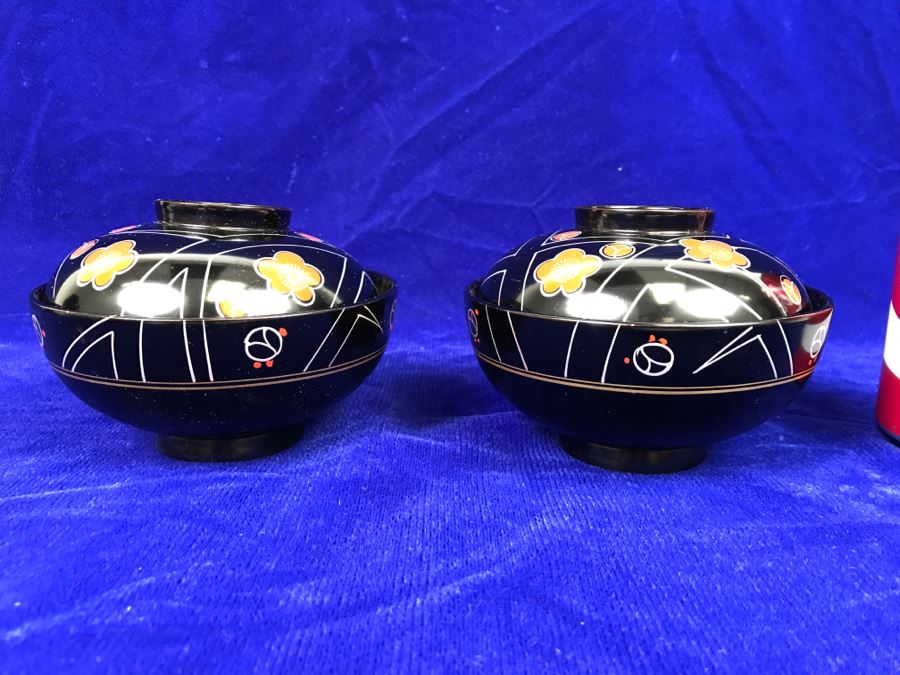 Pair Of Hand Painted Lacquer Bowls [Photo 2]