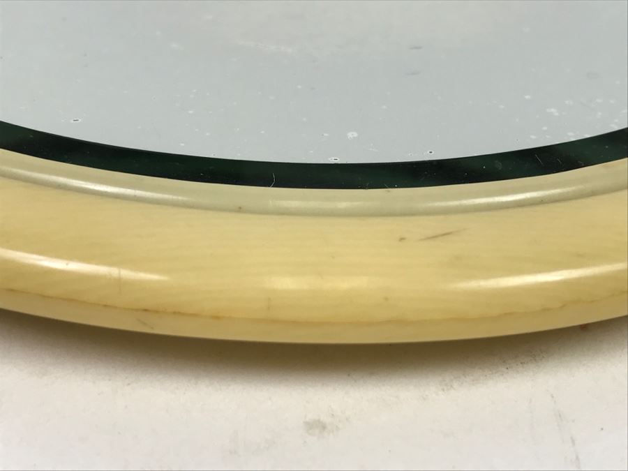 Vintage Bone Hand Vanity Mirror Beveled Glass [Photo 3]