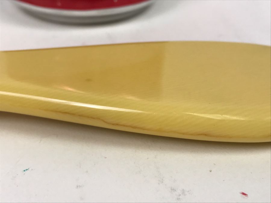 Vintage Bone Hand Vanity Mirror Beveled Glass [Photo 4]