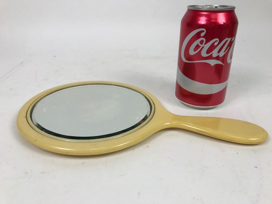 Vintage Bone Hand Vanity Mirror Beveled Glass [Photo 1]