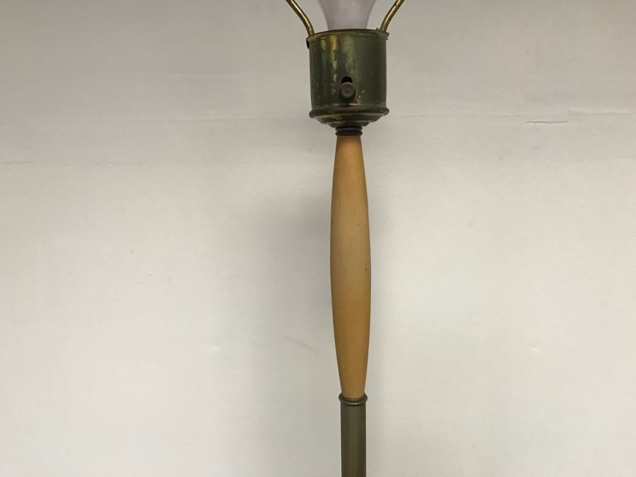 Mid-Century Modern Floor Lamp Wood And Brass [Photo 5]
