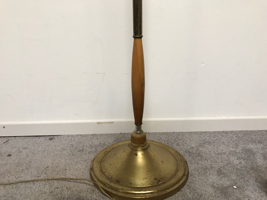 Mid-Century Modern Floor Lamp Wood And Brass [Photo 3]