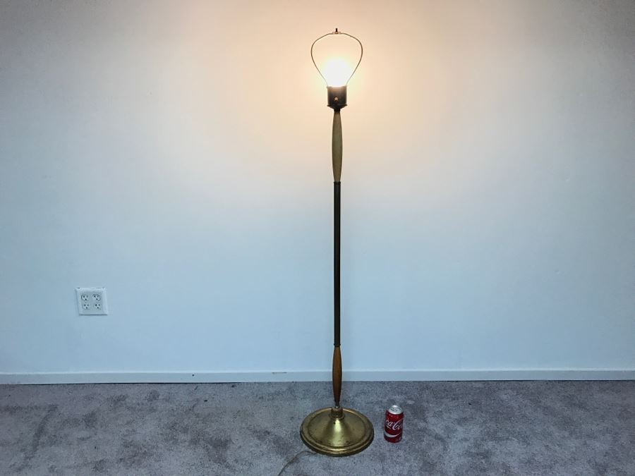 Mid-Century Modern Floor Lamp Wood And Brass [Photo 6]