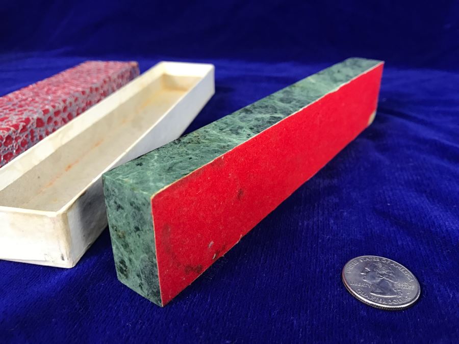 Chinese Carved Stone Paperweight With Poem In Original Box [Photo 6]