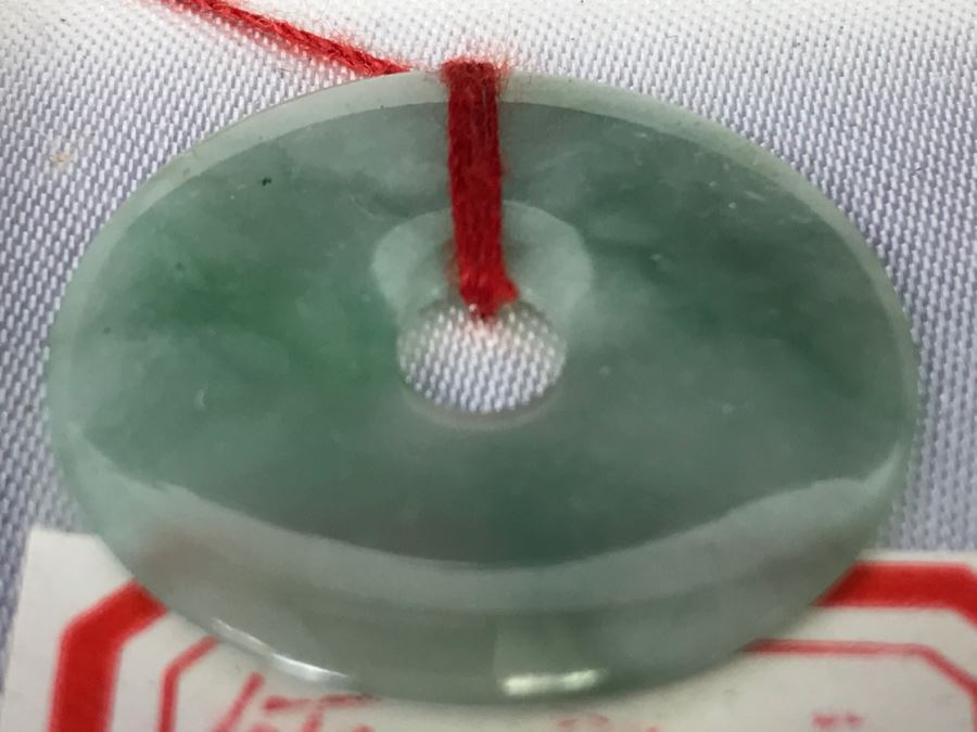 Pair Of Chinese Donut Burmese Jade Pendants In Original Boxes [Photo 9]