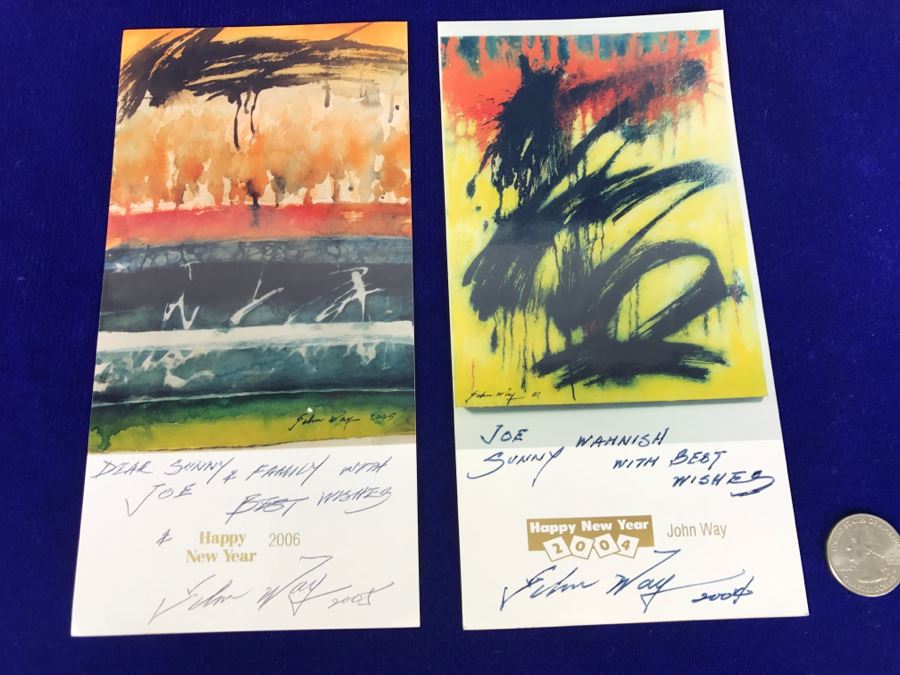 Pair Of Signed John Way Artist Picture Postcards From 2004 / 2005