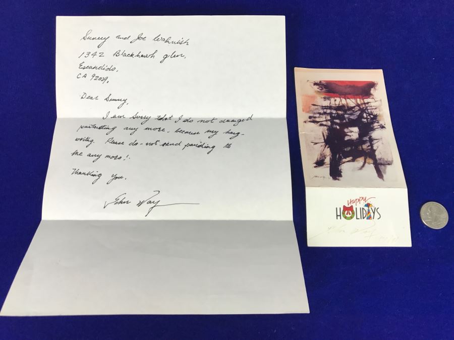 Artist John Way Signed Personalized Letter And Signed Picture Postcard From 1991 [Photo 1]