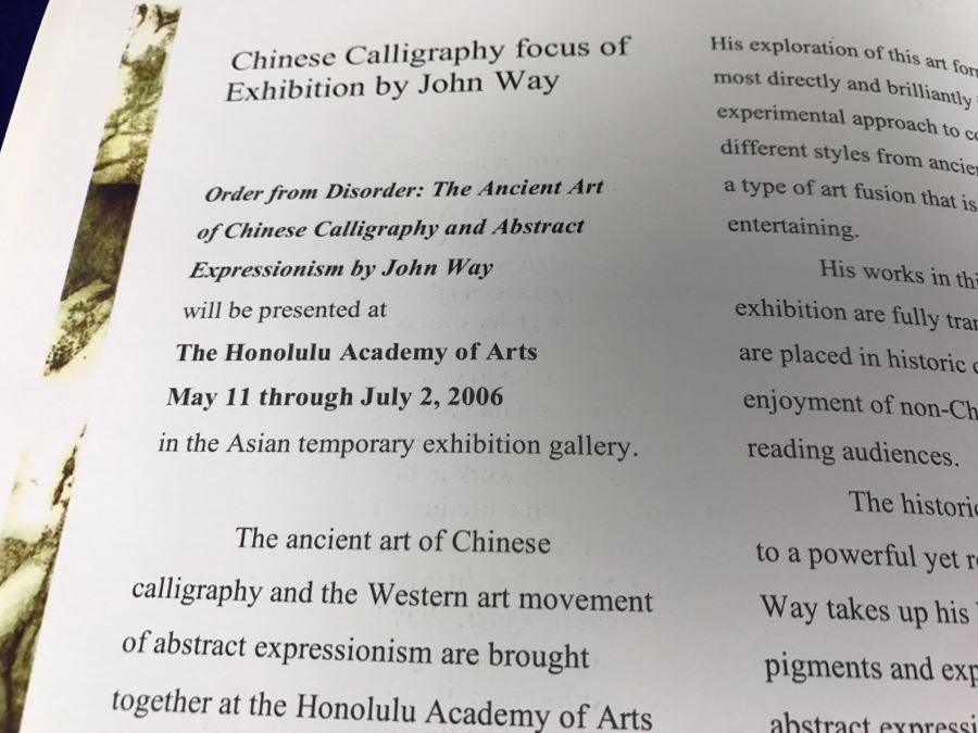 John Way Artist Exhibition Program 'Order From Disorder: The Ancient Art Of Chinese Calligraphy And Abstract Expressionism' By John Way And Signed Happy New Year Card [Photo 7]