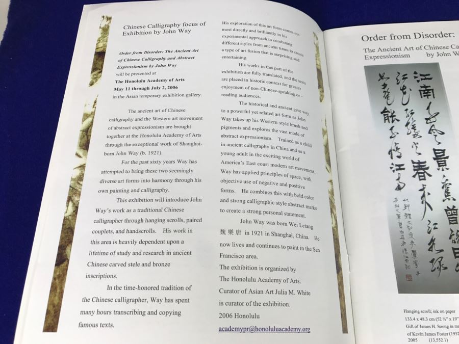 John Way Artist Exhibition Program 'Order From Disorder: The Ancient Art Of Chinese Calligraphy And Abstract Expressionism' By John Way And Signed Happy New Year Card [Photo 6]