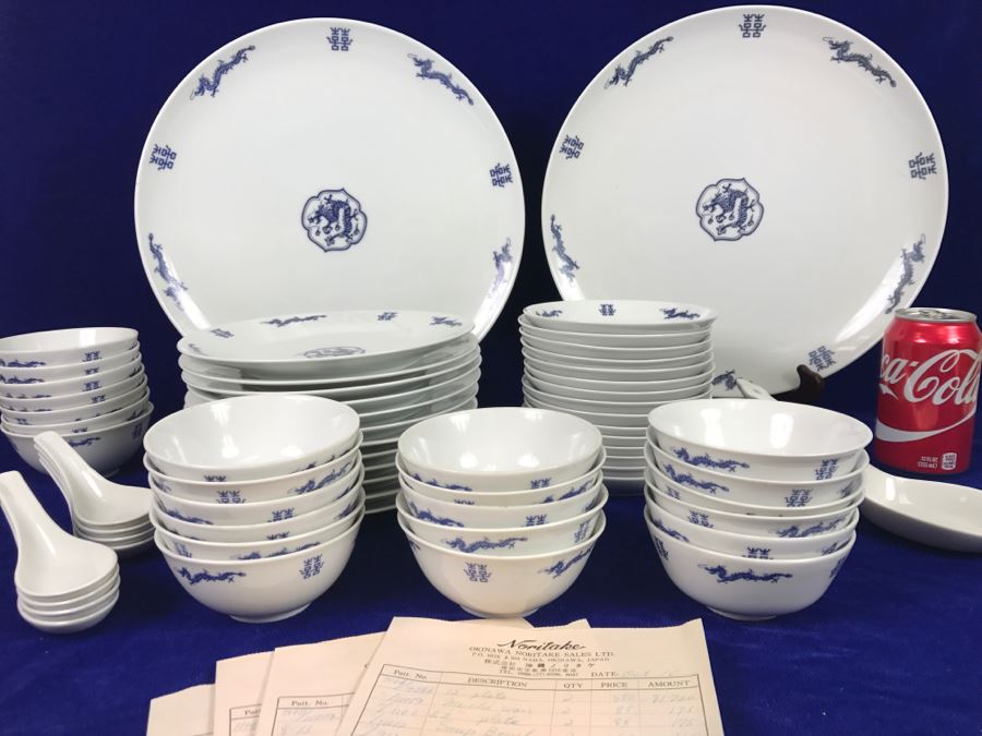 Noritake ~62 Pieces Blue And White China Set Nittoroyal RC Japan Nippon Toki Kaisha Never Used With Original Receipts [Photo 3]