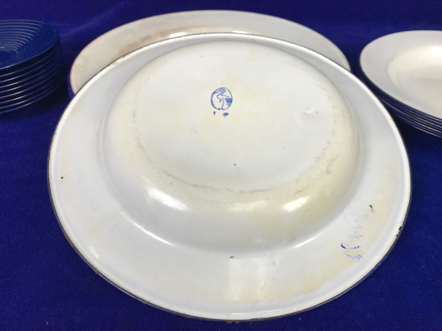 (9) Asian Metal Enamel Plates With (9) Noritake Melamine Ware Japan [Photo 7]