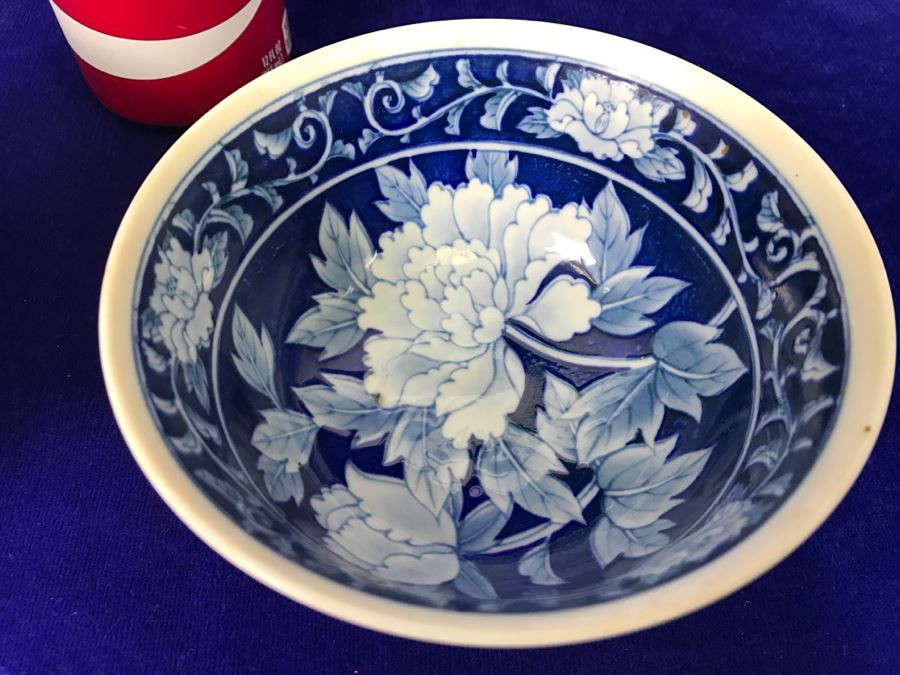 Pair Of Signed Japanese Blue And White Bowls [Photo 2]