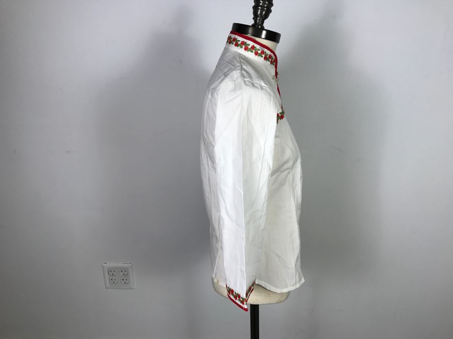 Vintage Asian Button Down Top With Embroidery Size L [Photo 6]
