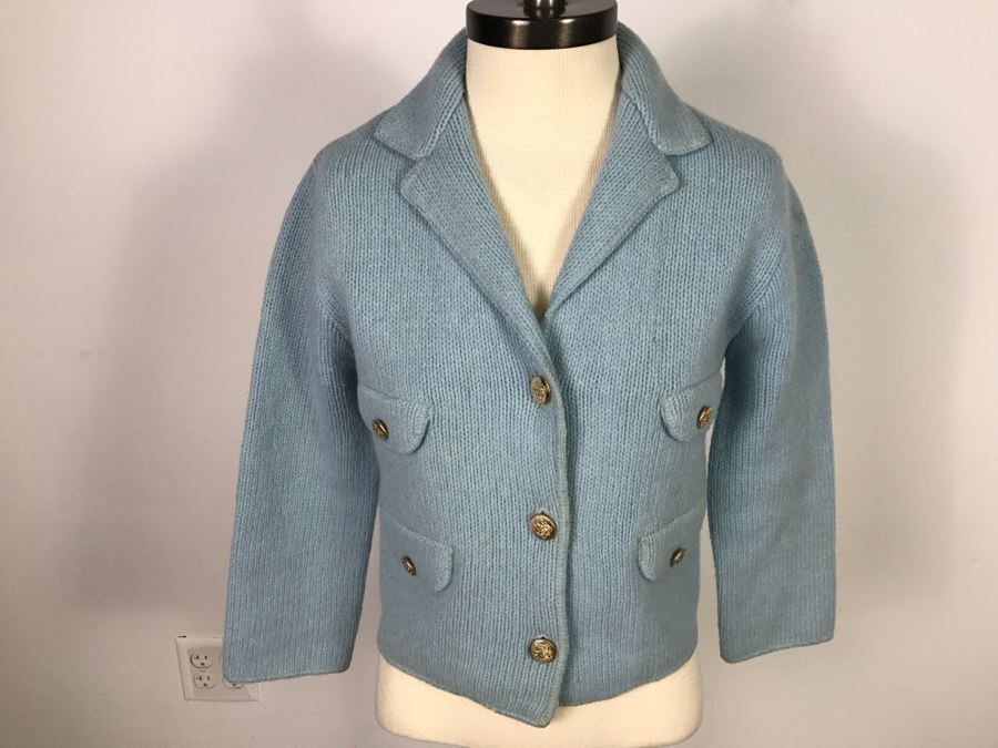 Vintage Knitted Sportswear Button Down Top Jacket By Rosanna 100% Shetland Wool