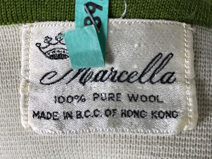 Vintage Hong Kong Button Down Top With Matching Skirt By Marcella 100% Pure Wool Size 10 [Photo 10]