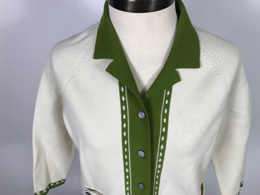 Vintage Hong Kong Button Down Top With Matching Skirt By Marcella 100% Pure Wool Size 10 [Photo 4]