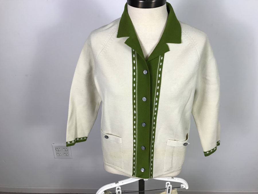 Vintage Hong Kong Button Down Top With Matching Skirt By Marcella 100% Pure Wool Size 10 [Photo 2]