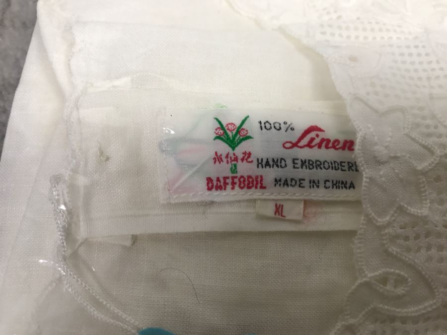 Hand Embroidered Linen Dress By Daffodil Size XL New With Tags From China [Photo 4]