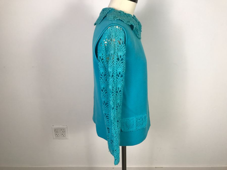 Vintage Knitted Wool Sweater Jacket With Matching Vest And Skirt By The Swank Shop 100% Wool Size 12 [Photo 14]