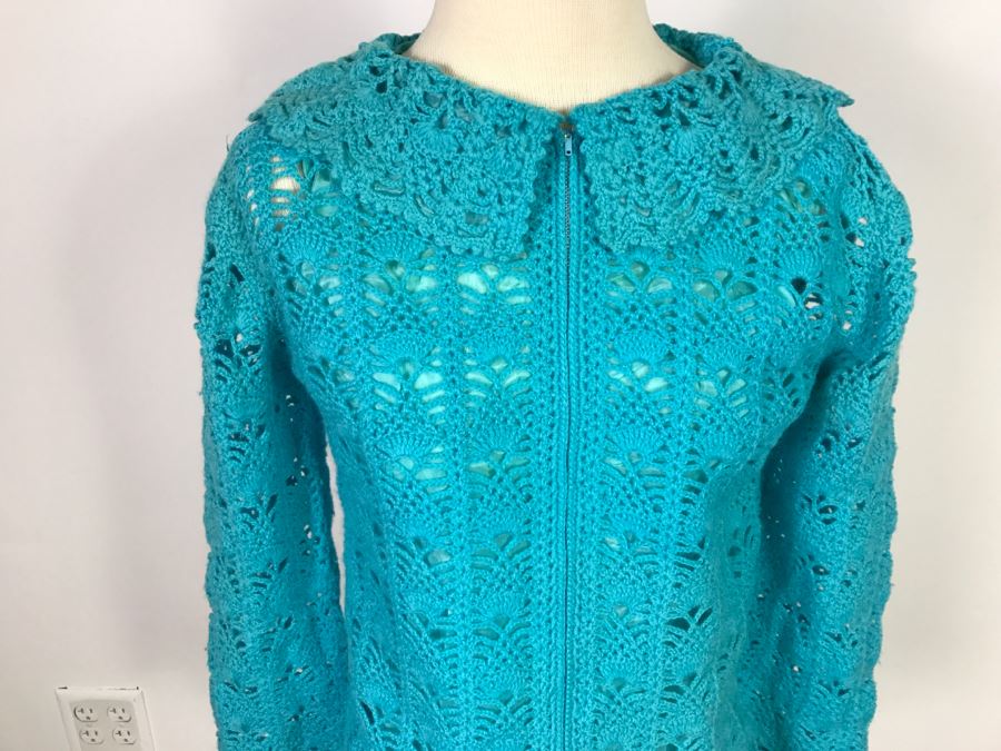 Vintage Knitted Wool Sweater Jacket With Matching Vest And Skirt By The Swank Shop 100% Wool Size 12 [Photo 7]