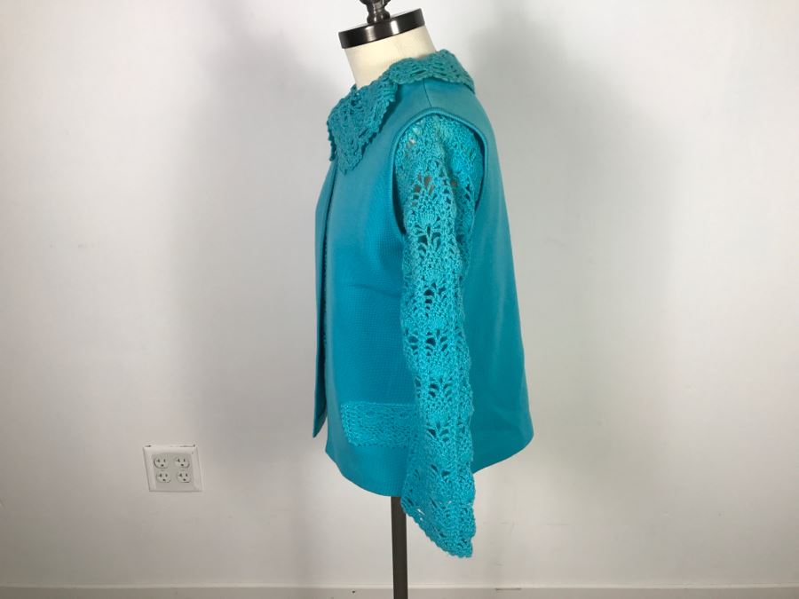 Vintage Knitted Wool Sweater Jacket With Matching Vest And Skirt By The Swank Shop 100% Wool Size 12 [Photo 12]