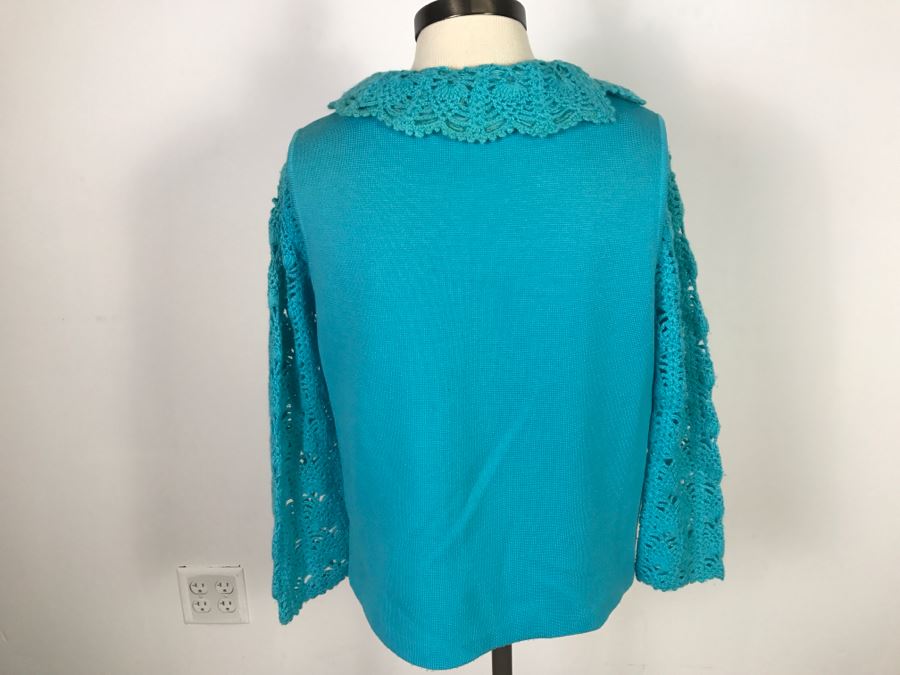 Vintage Knitted Wool Sweater Jacket With Matching Vest And Skirt By The Swank Shop 100% Wool Size 12 [Photo 13]